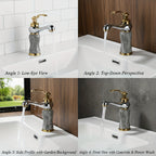 Marble Pattern Gold-Plated Ceramic Valve Basin Faucet (Single-Hole)