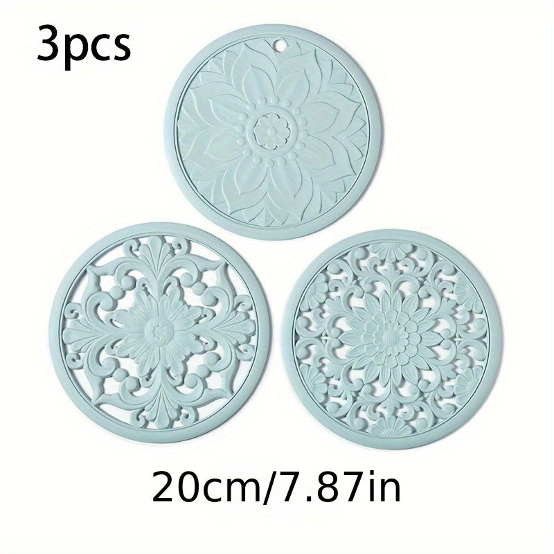 Heat-Resistant Non-Slip Silicone Trivet Set (3-Piece)