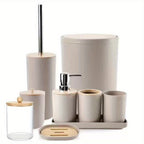Complete 9-Piece Durable Plastic Bathroom Accessory Set