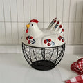 Dustproof Ceramic & Wire Egg Basket (Hen-Shaped)