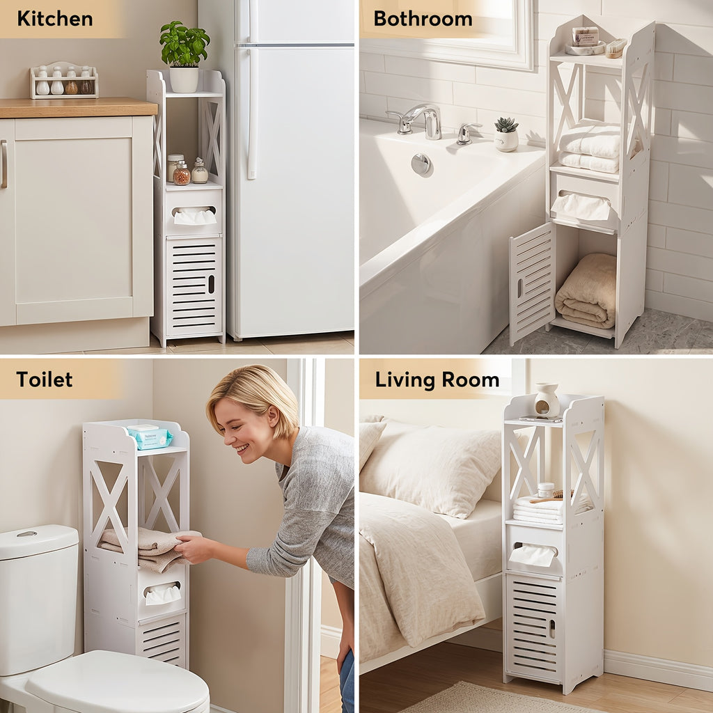 Slim Freestanding Bathroom Storage Cabinet (4-Shelf)