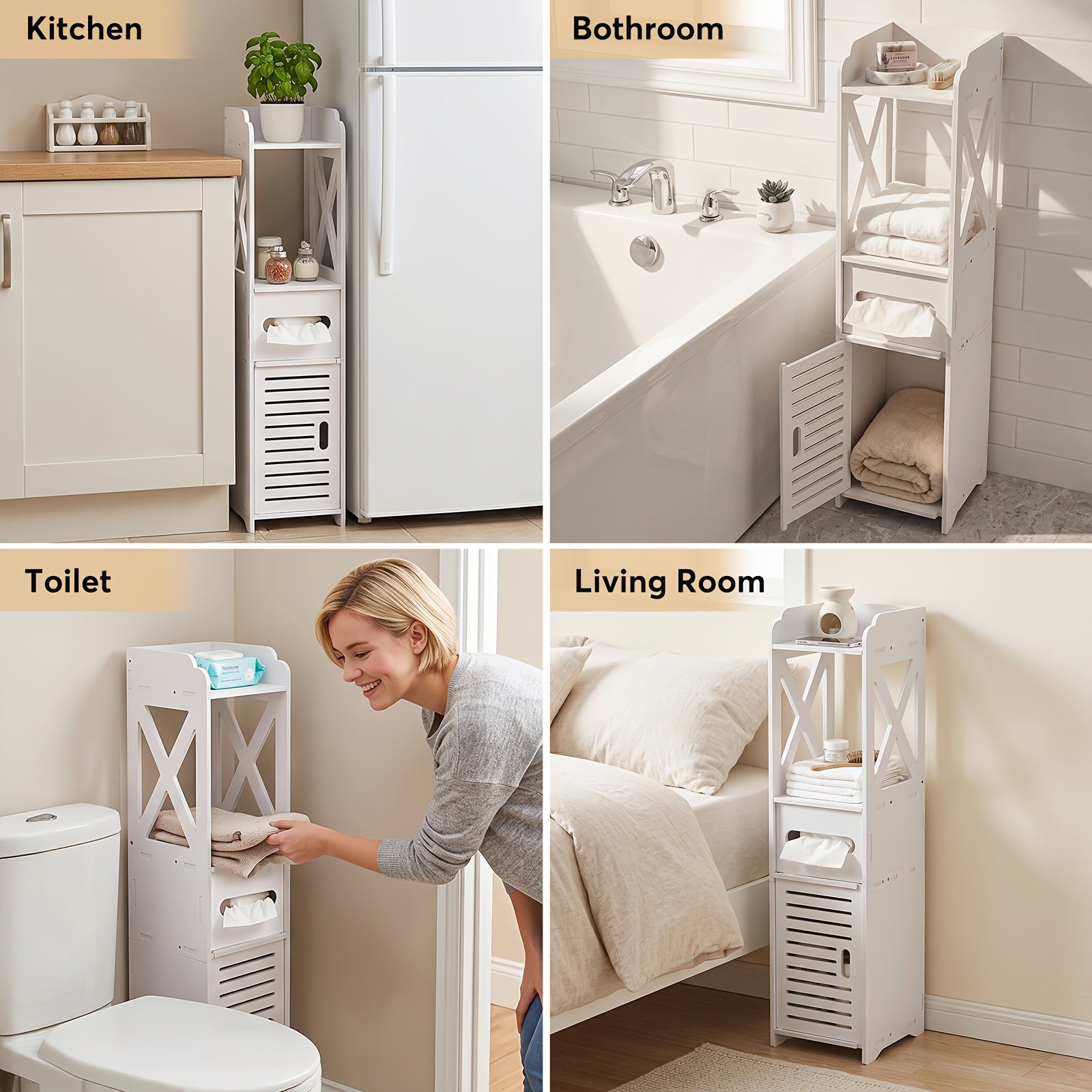 Slim Freestanding Bathroom Storage Cabinet (4-Shelf)
