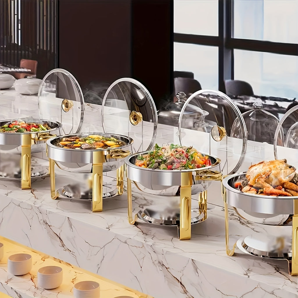 Titanium-Plated Stainless Steel Buffet Hot Pot Set (95% Pre-Assembled)