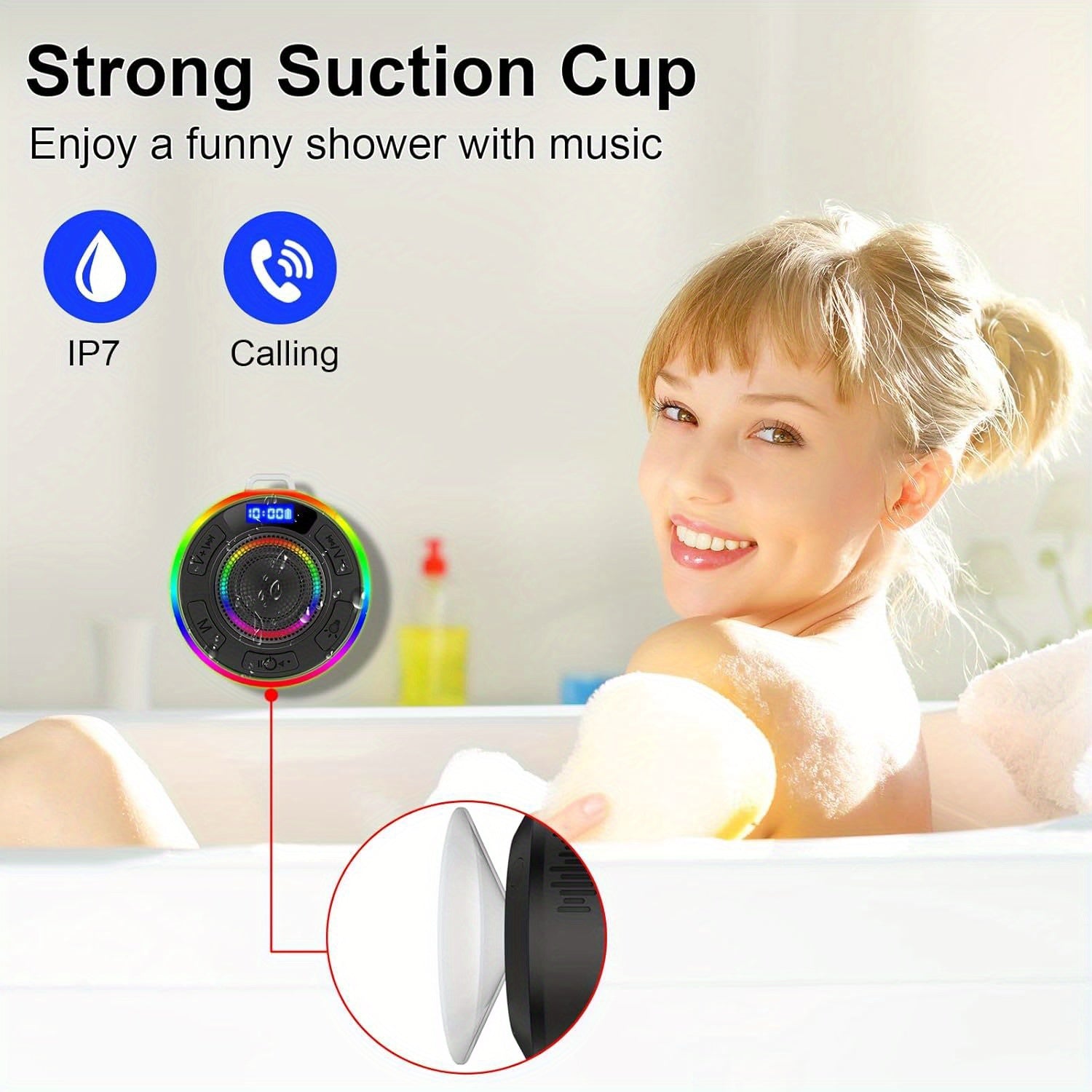 IPX7 Waterproof USB-C Rechargeable Bluetooth Shower Speaker