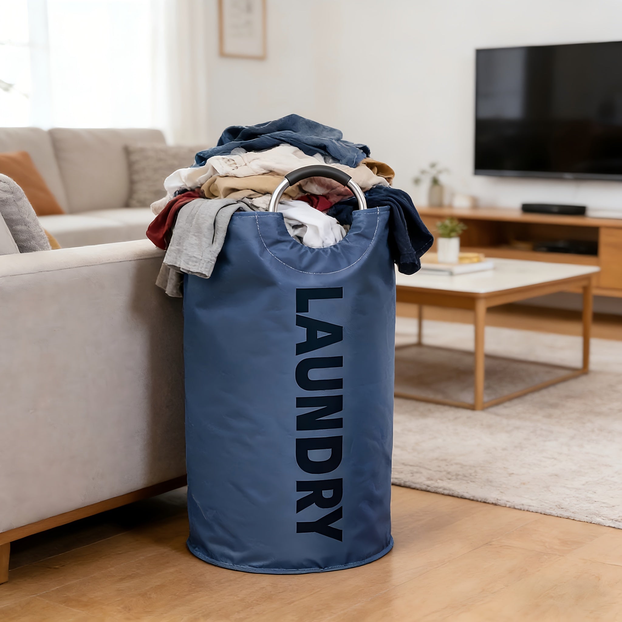 Extra Large Foldable Waterproof Laundry Hamper (Aluminum Loop Handle)