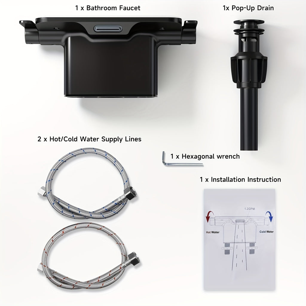 Matte Black Dual-Handle Water-Saving Bathroom Faucet (4-Inch Centerset)