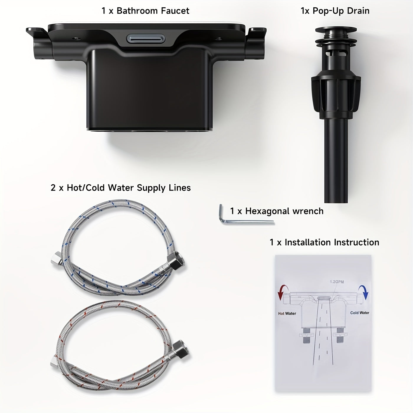 Matte Black Dual-Handle Water-Saving Bathroom Faucet (4-Inch Centerset)