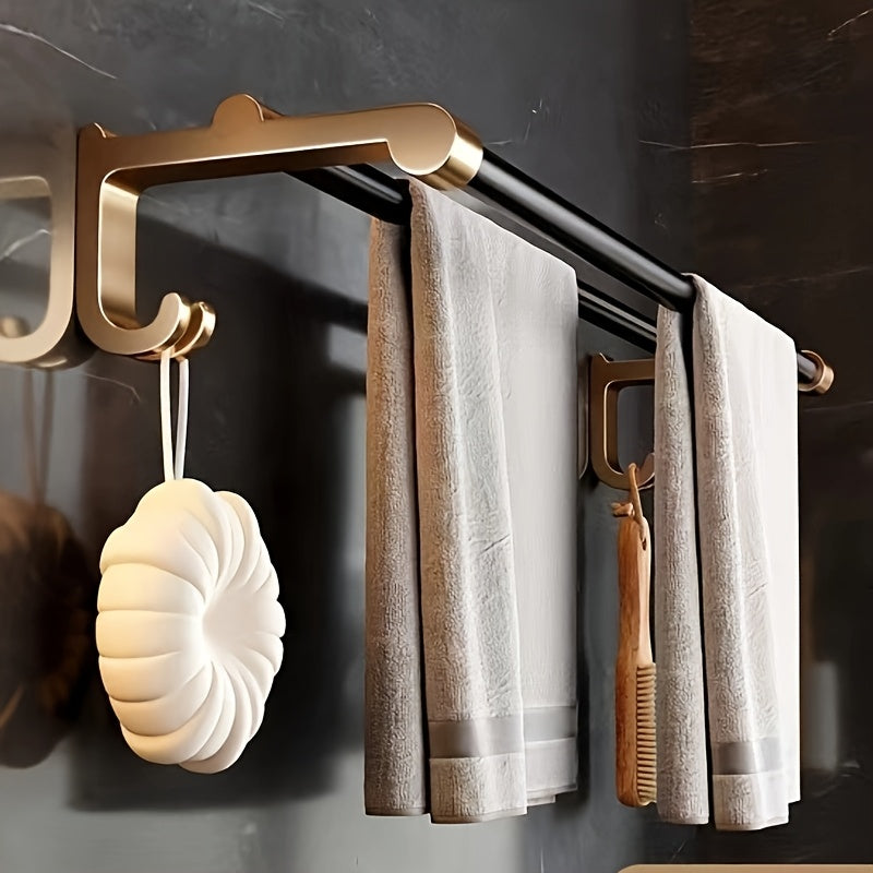 Space-Saving Aluminum Wall-Mounted Shelf & Towel Rack (3-Piece Set)