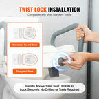 Adjustable Width & Twist-Lock Raised Toilet Seat (350 lb Capacity)