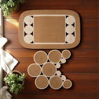 Handwoven Linen Non-Slip Toilet Rug & Bath Mat Set (Set of 2)