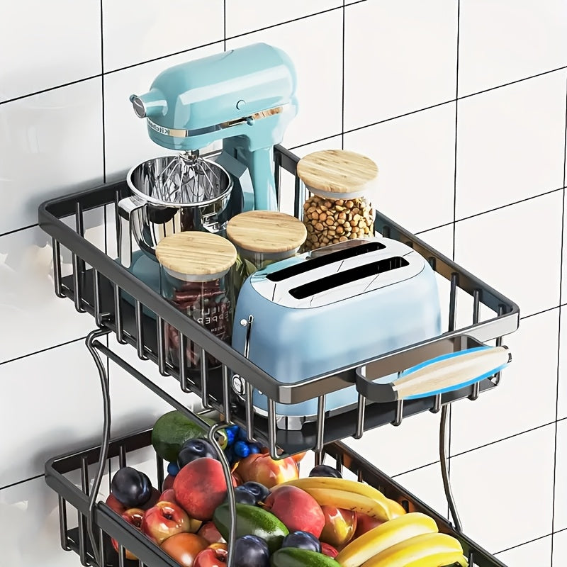 Stackable Metal Fruit & Veg Basket (4/5-Layer, Wheels)