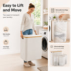 3-Section Bamboo Laundry Hamper (Removable Washable Bags)